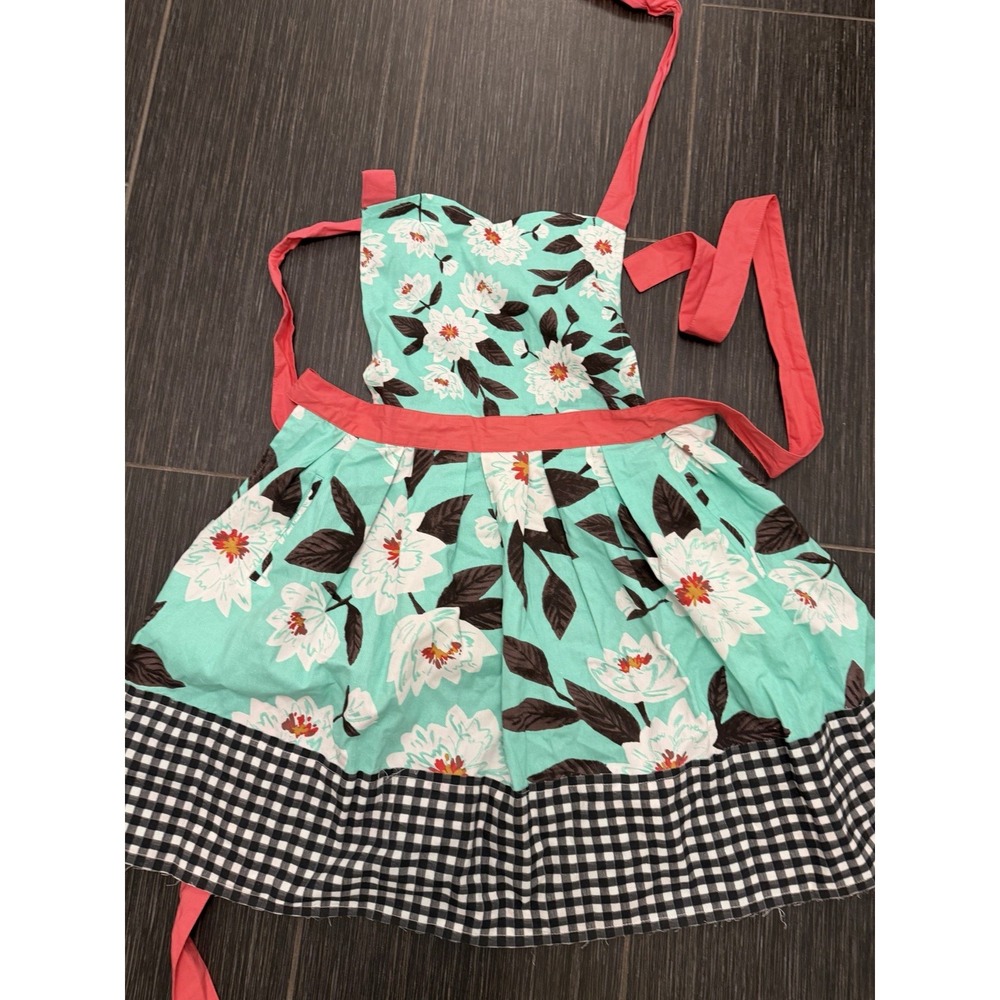 Anthropologie Apron Sweetheart Neckline Floral Gingham Cottage Retro NWT!